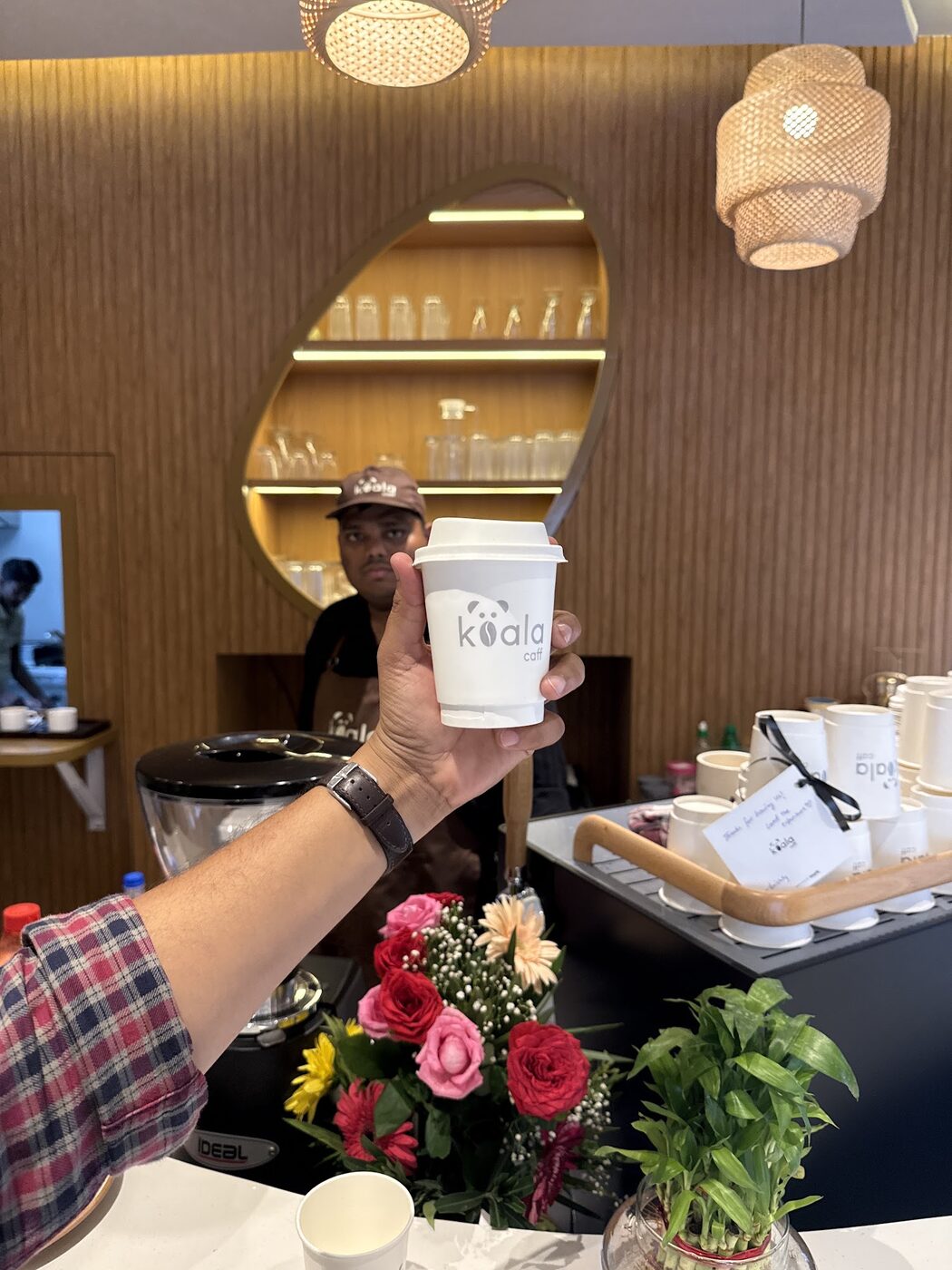 A freshly poured coffee at Koala Caff